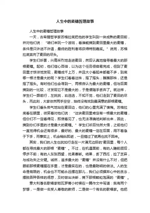 人生中的麦穗哲理故事
