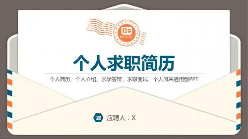 创意信封模式个人求职简历个人介绍PPT模板
