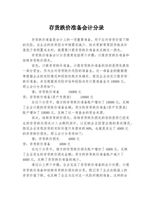 存货跌价准备会计分录
