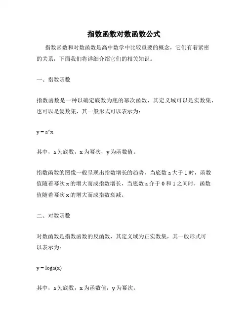 指数函数对数函数公式