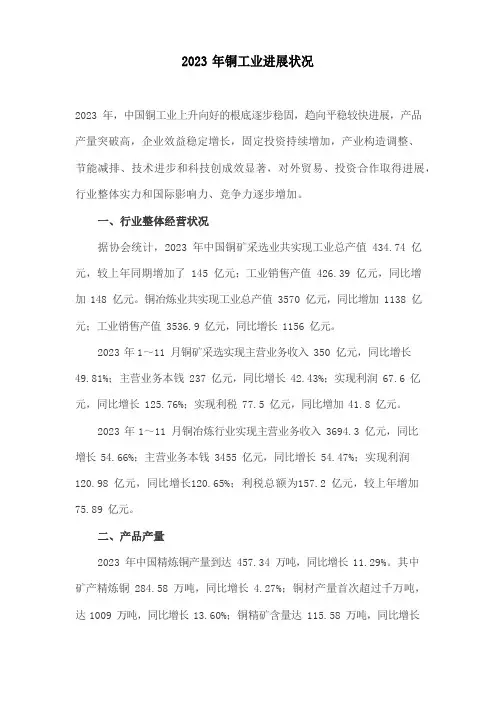 2023年铜工业发展状况