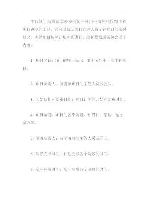 工程项目动态跟踪表模板