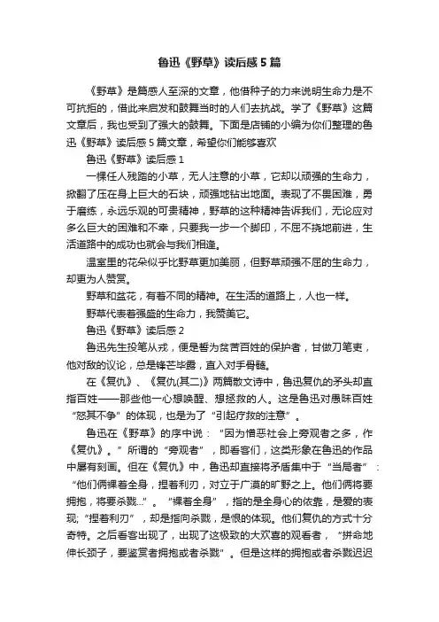 鲁迅《野草》读后感5篇