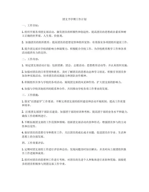 团支书学期工作计划