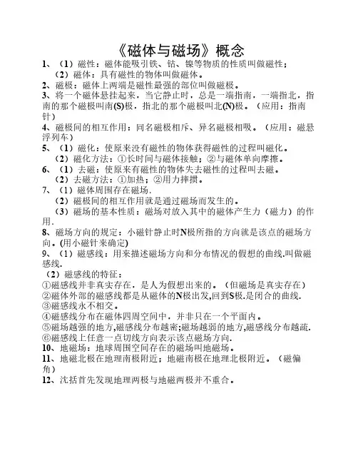 磁体与磁场概念