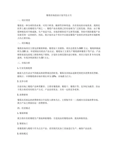 葡萄农场创业计划书怎么写