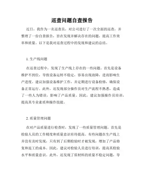 巡查问题自查报告