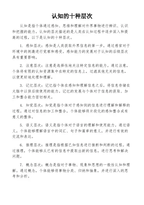 认知的十种层次