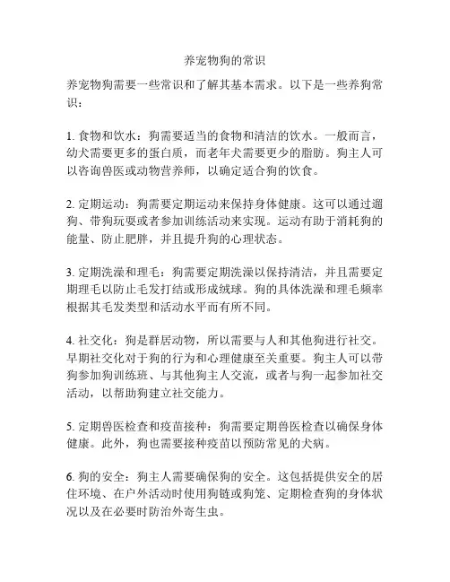养宠物狗的常识