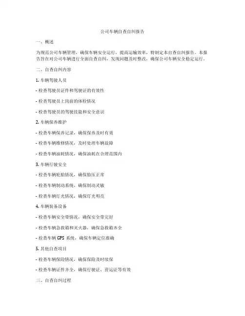 公司车辆自查自纠报告