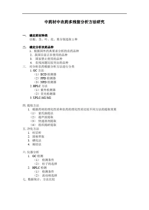 中药材中农药多残留分析方法研究