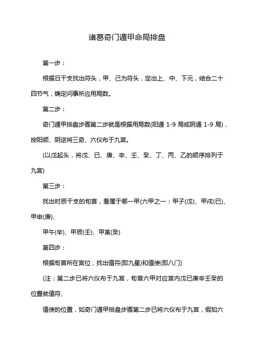 诸葛奇门遁甲命局排盘