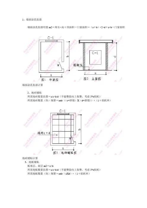 计算公式(墙面乳胶漆)