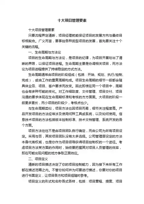 十大项目管理要素