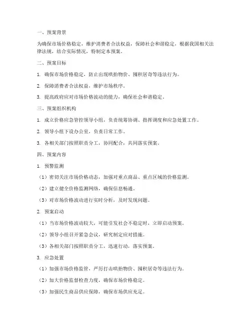 价格应急管控预案