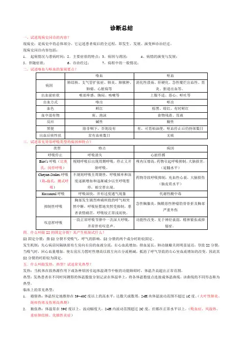 诊断学总结归纳Word打印版(1)
