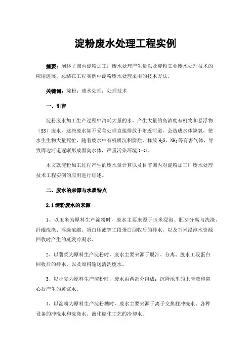 淀粉废水处理工程实例