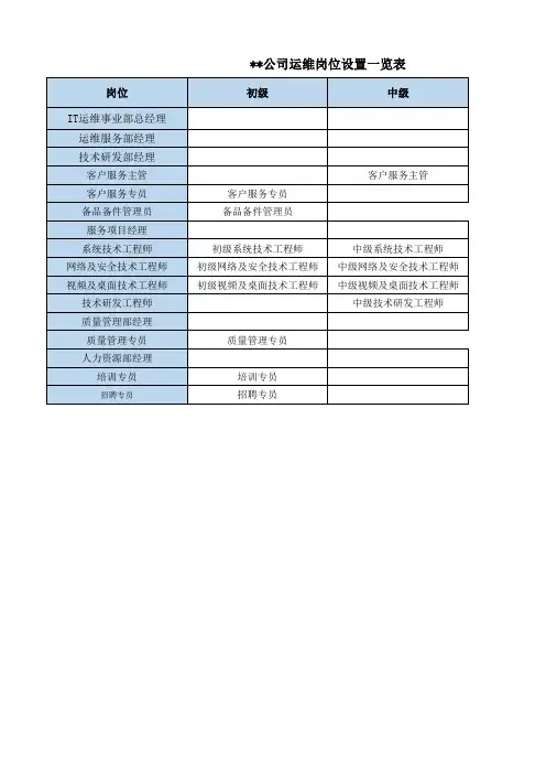 公司运维岗位设置