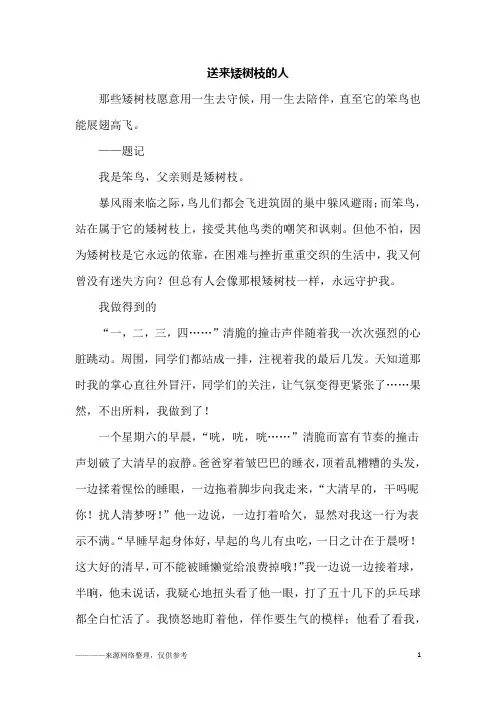 送来矮树枝的人_高一作文