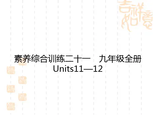 初中中考英语总复习练测课件 教材复习 素养综合训练 九年级全册Units 11—12