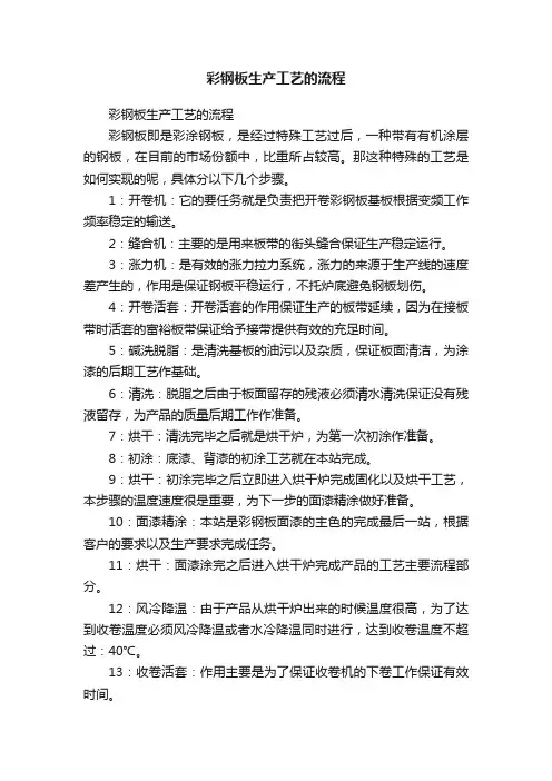 彩钢板生产工艺的流程