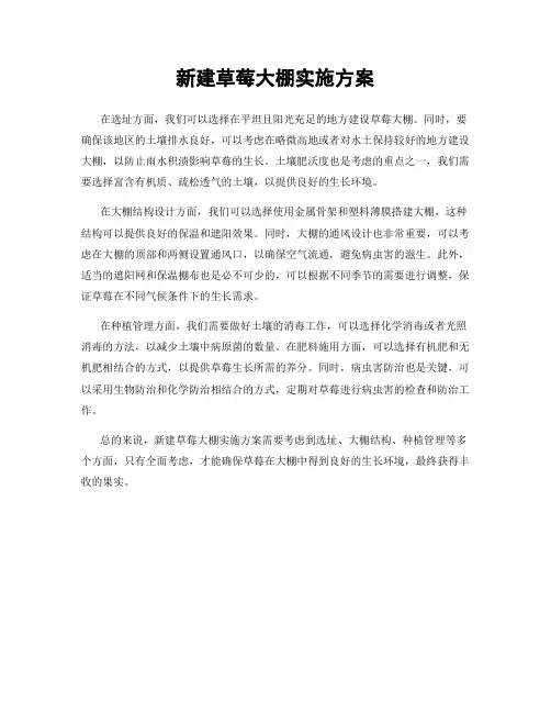新建草莓大棚实施方案