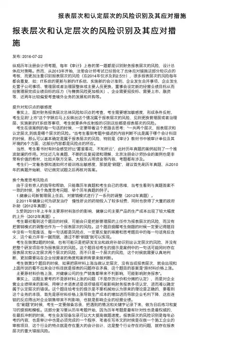 报表层次和认定层次的风险识别及其应对措施