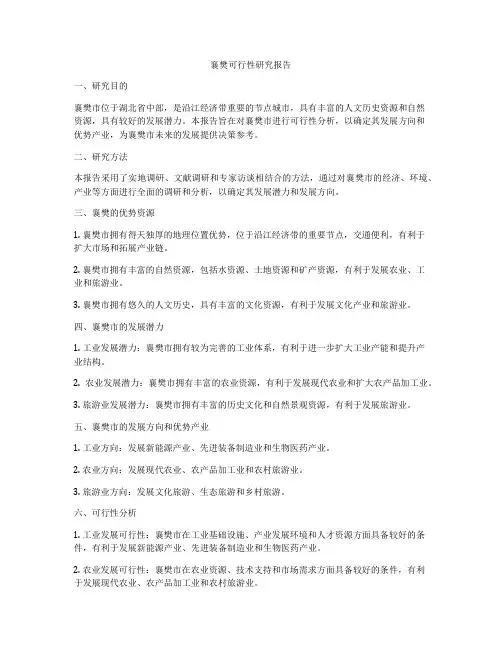 襄樊可行性研究报告