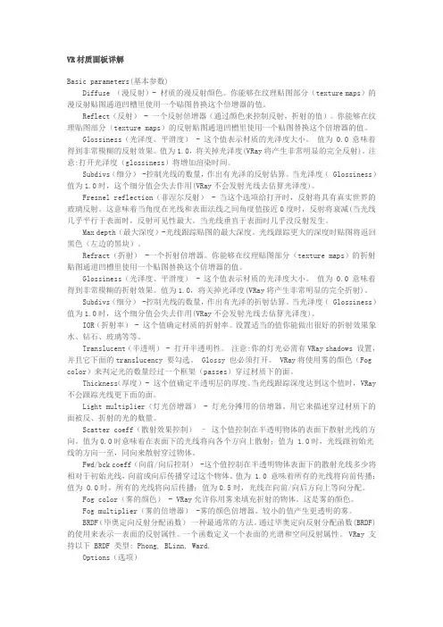 VR材质面板详解