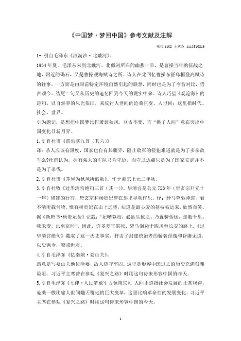 《中国梦,梦回中国》参考文献及注解