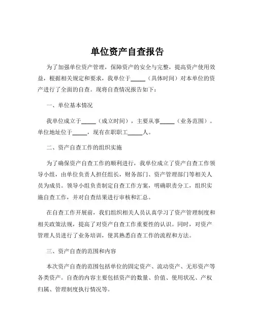 单位资产自查报告