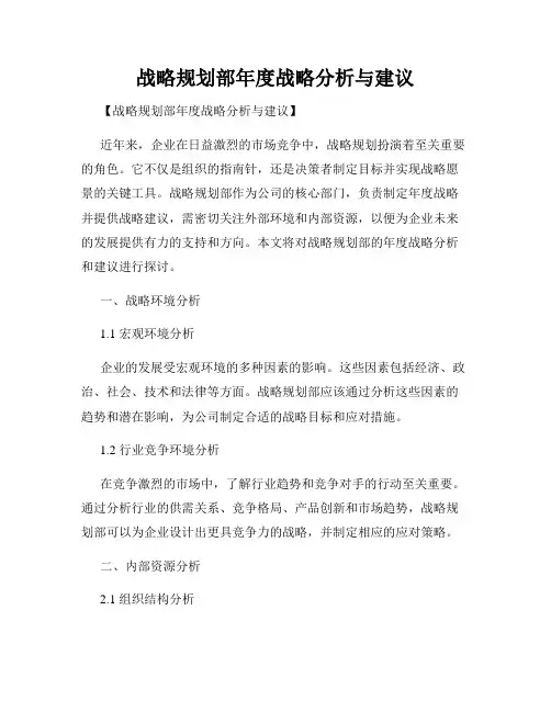 战略规划部年度战略分析与建议