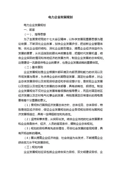 电力企业发展规划