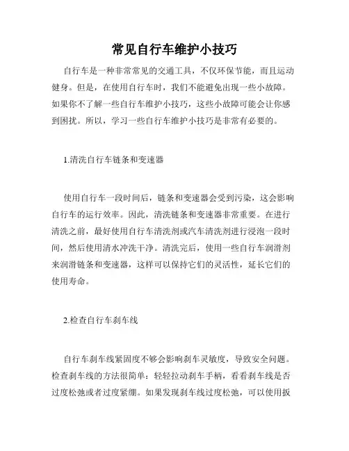 常见自行车维护小技巧