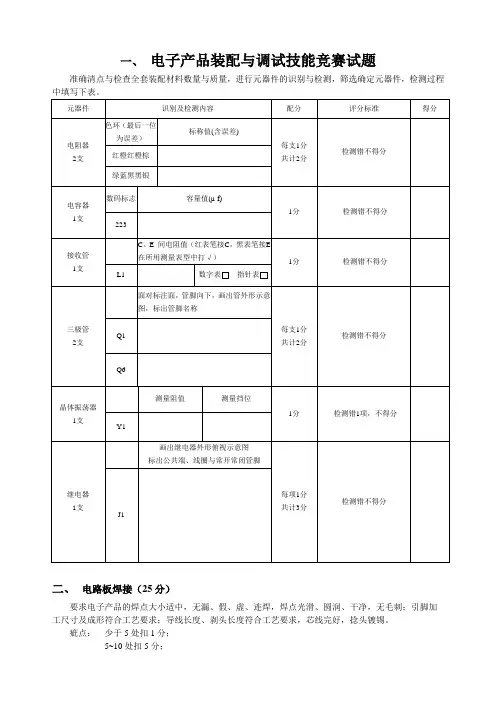 电子产品装配与调试技能竞赛试题