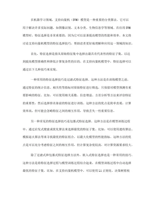 支持向量机模型的特征选择技巧(七)