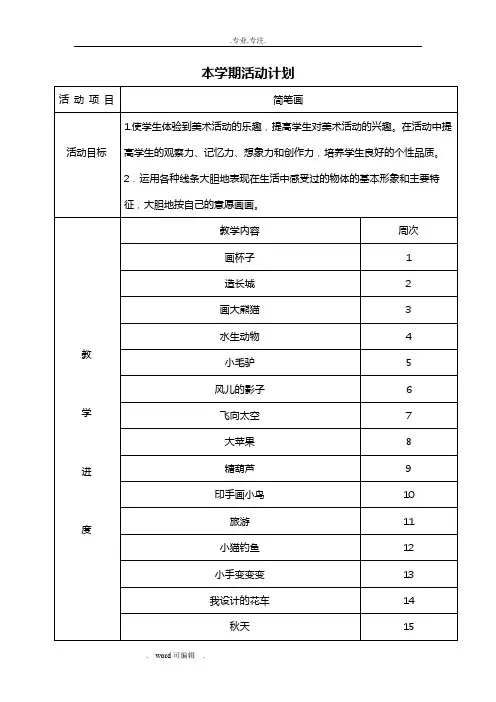 小学生简笔画社团活动记录文本