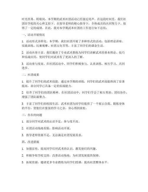 学校武术社团总结范文