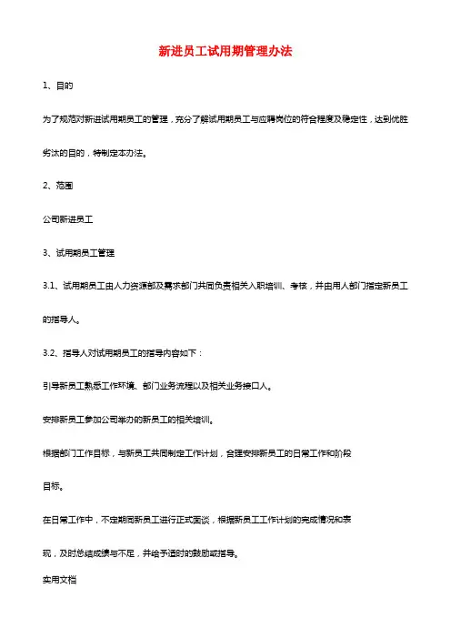 新进员工试用期管理办法