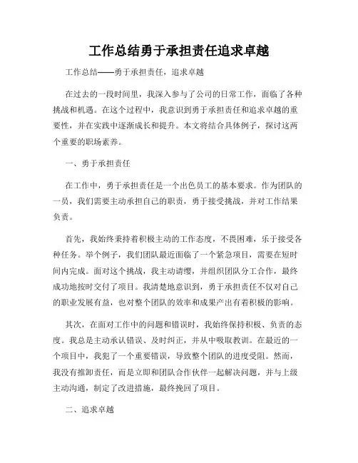 工作总结勇于承担责任追求卓越