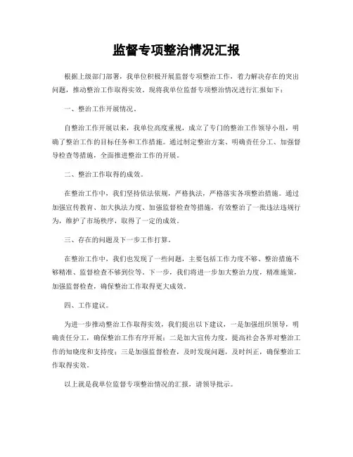 监督专项整治情况汇报