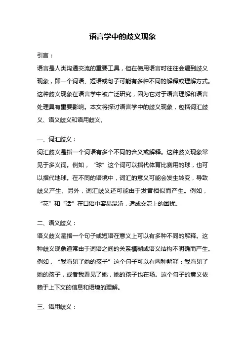 语言学中的歧义现象
