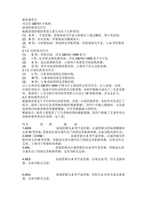 换热器型号