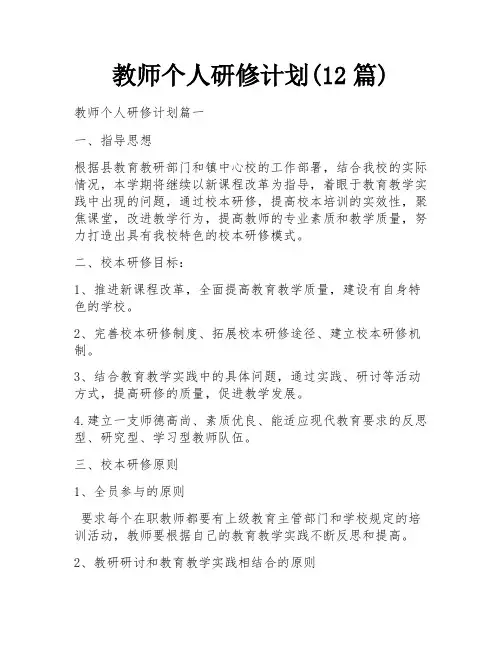 教师个人研修计划(12篇)