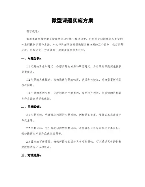 微型课题实施方案