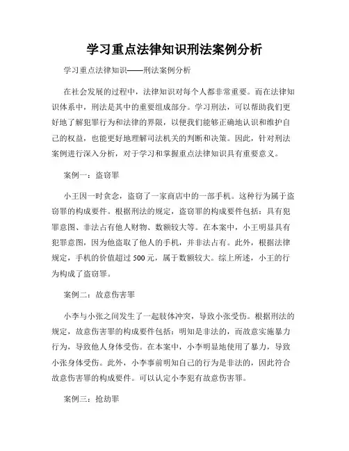 学习重点法律知识刑法案例分析