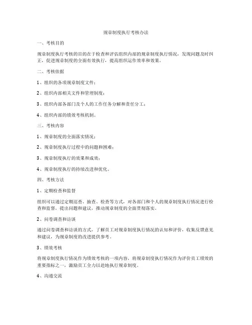 规章制度执行考核办法
