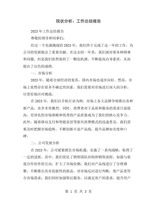 现状分析：工作总结报告