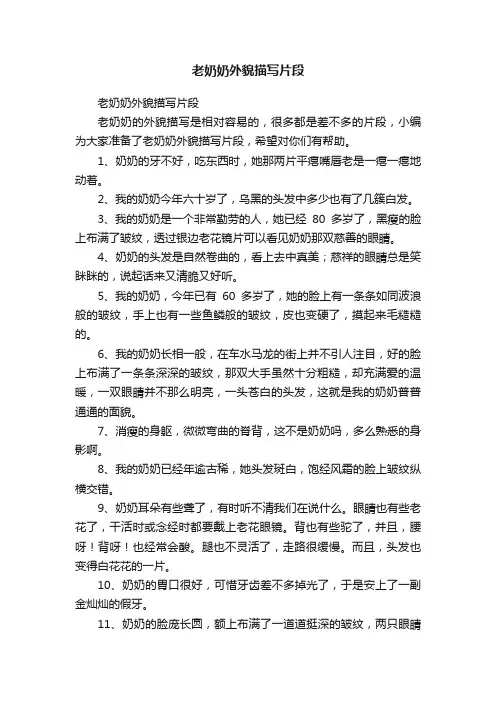 老奶奶外貌描写片段