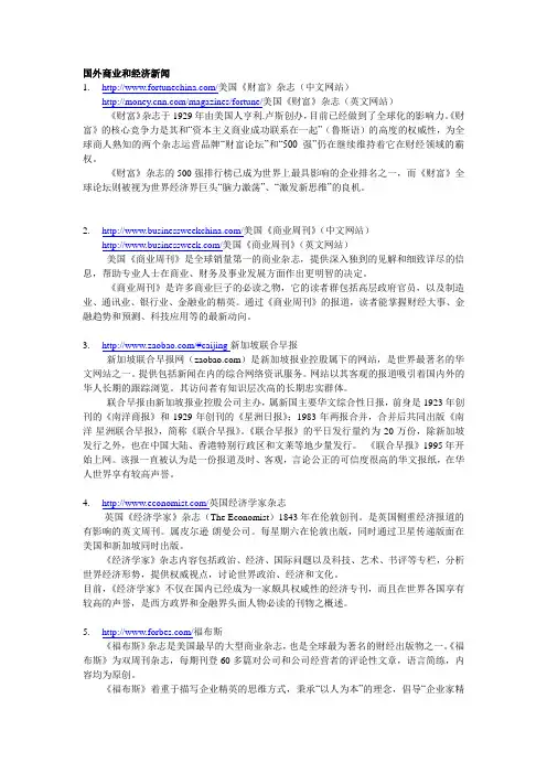 经管类学生常用 国外网站